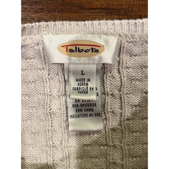Talbots Women’s Light Beige Cotton Sweater Cable Knit Edge Ribbed Size Large - Picture 5 of 8